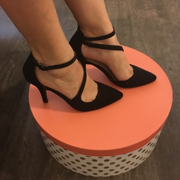 Shoes - Black Suede Strappy heels